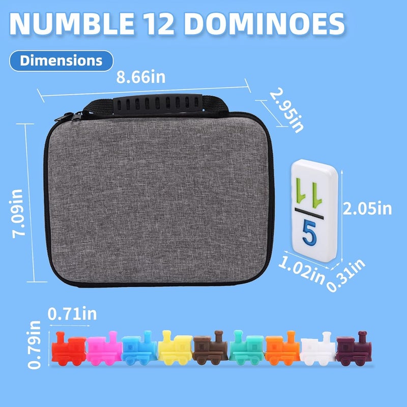 Doreimi Store Travel Protable Mexican Train Dominoes Set Numbers Double 12 Dominoes Set with 91 Colored Tiles Number Domino Set for Kids, Adults Family Board Team Games - Image 3
